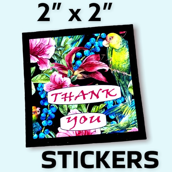 Mailers And More Other - 100 (2x2 Inch) Square Stickers, Tropical Parrot Hibiscus High Gloss, Tha…